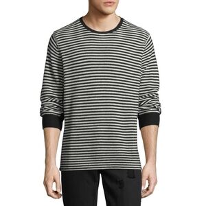 Ovadia & Sons Black White Striped 100% Merino Wool Sweater Size Medium